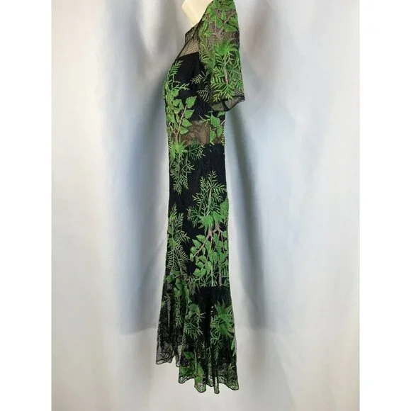 NEW Tadashi Shoji Dakar Green Lace Midi Dress $498